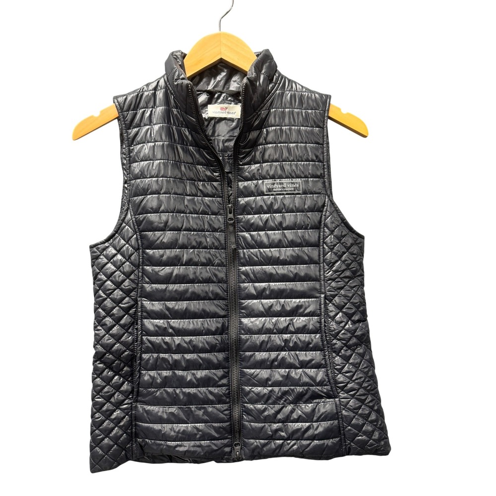 Vineyard Vines Vest Womens XS Quilted Puffer Black Outerwear Nylon Outdoor